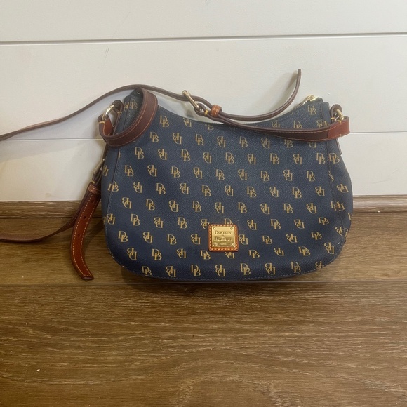 Dooney & Bourke Handbags - Dooney & Bourke Great Signature Kiley Small Hobo Crossbody, Navy, Leather, Zip